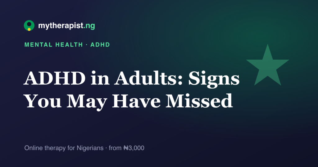 An illustration representing adult ADHD and scattered focus — Mytherapist.ng