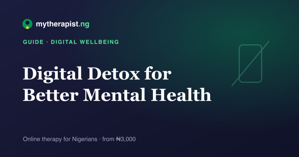 An illustration representing a digital detox and unplugging — Mytherapist.ng