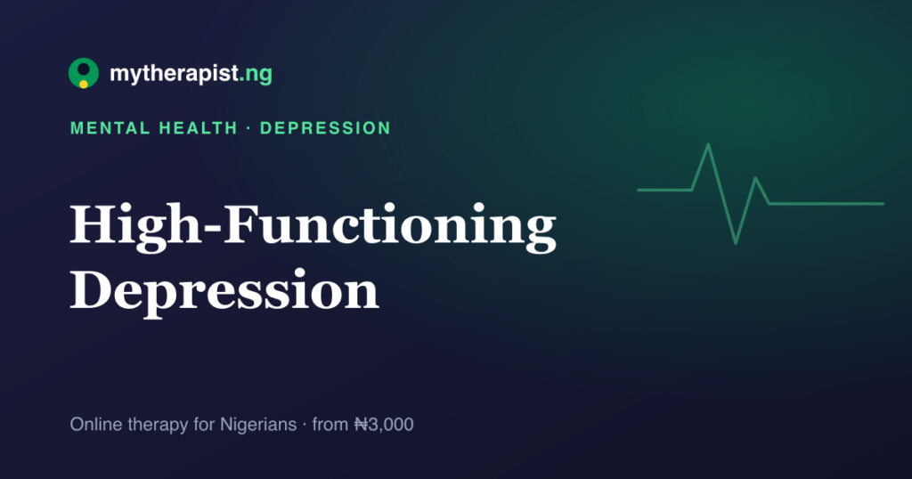 An illustration representing high-functioning depression behind a smile — Mytherapist.ng