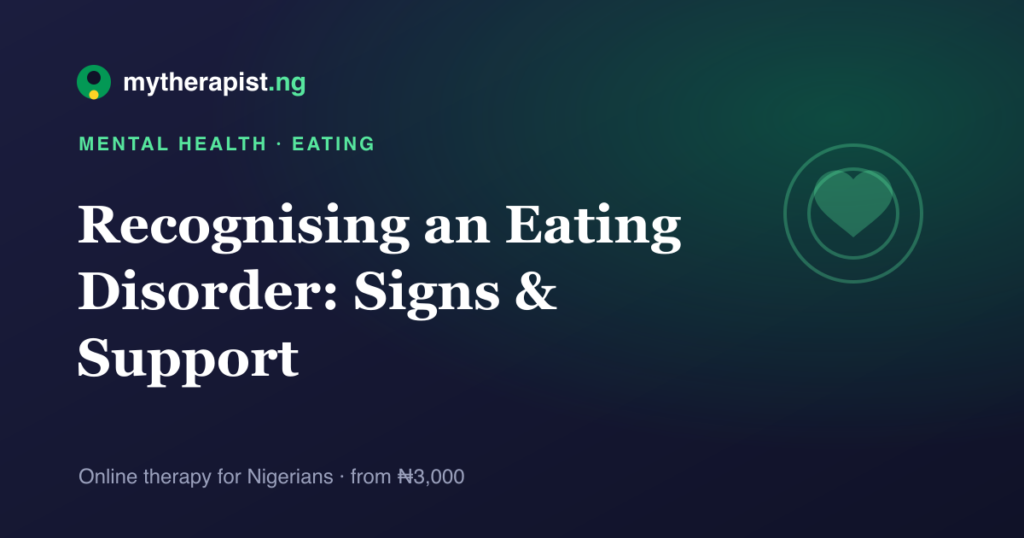 A gentle plate-and-heart illustration representing eating disorder support — Mytherapist.ng