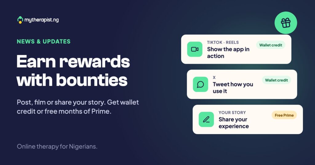Earn rewards with bounties: three bounty cards for a TikTok or Reel, a tweet and your story, paying wallet credit or free Prime
